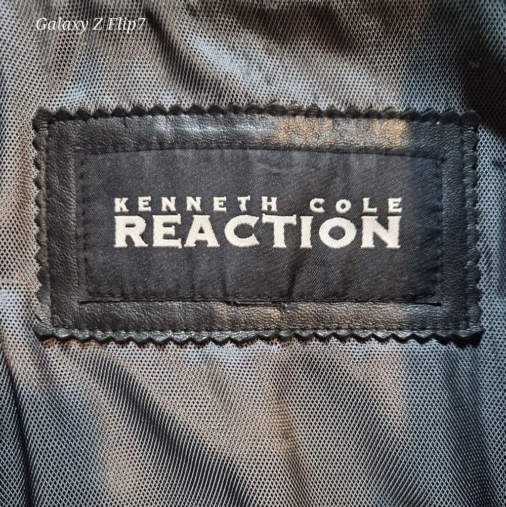 Kenneth Cole Reaction Genuine Black Leather Zip Jacket | Minimalist | Sleek - Picture 2 of 8